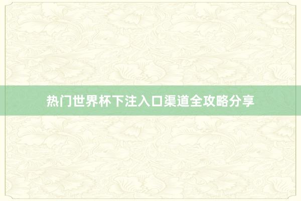 热门世界杯下注入口渠道全攻略分享
