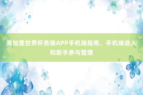 美加墨世界杯竞猜APP手机端指南，手机端进入和新手参与整理